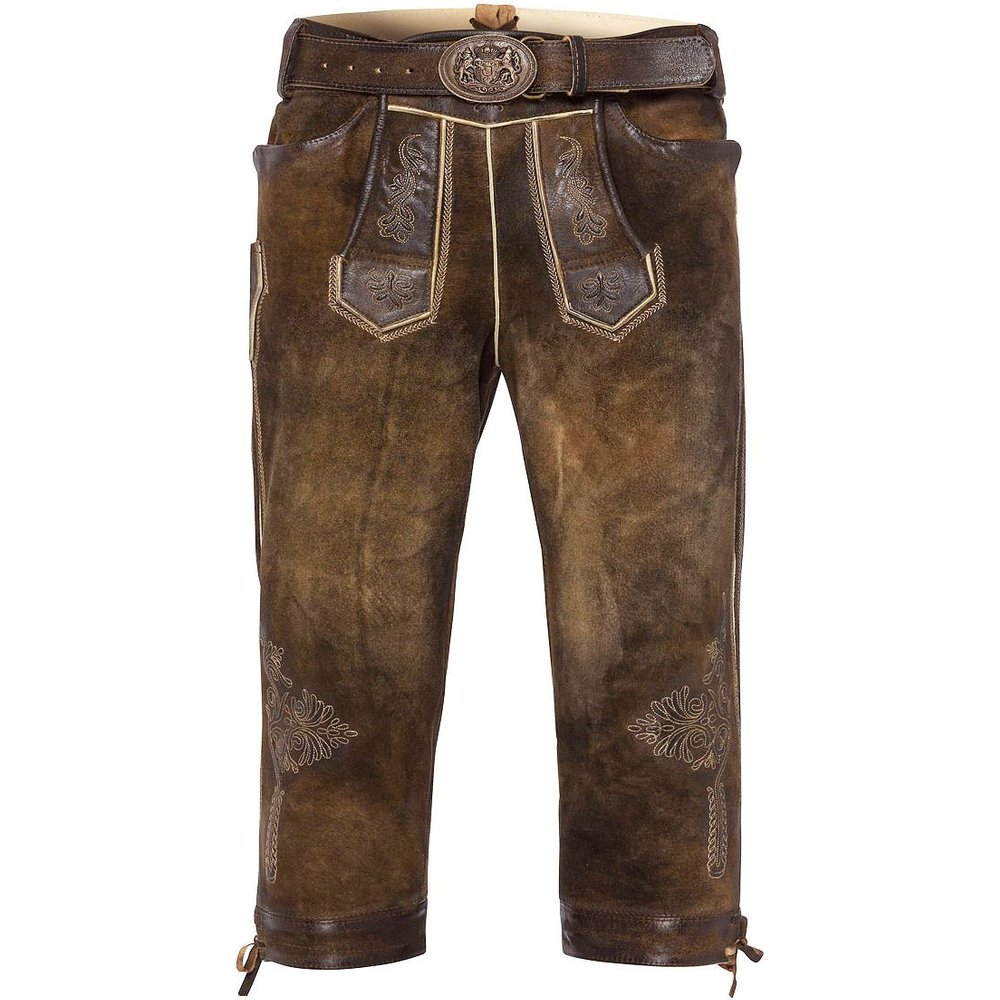 Antik-Braune Kniebund Lederhose Schönsee aus Rauleder von Moser für das Volksfest