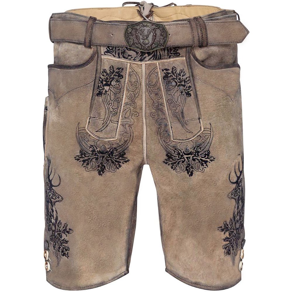 Hellbraun-schwarze Lederhose Elvis von MOSER mit Gürtel für das Trachtenfest