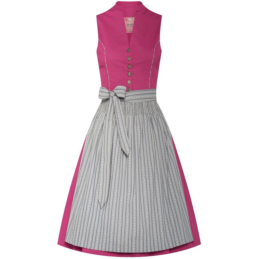 Midi Dirndl Matilda in Beere Grau aus Baumwolle von MOSER für ein Festzelt oder Trachtenfest