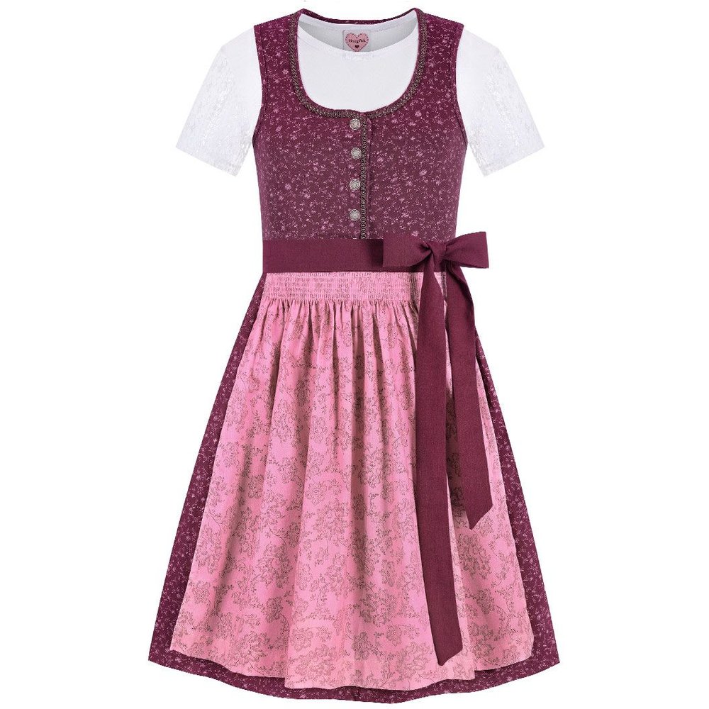Beerefarbenes Kinder Dirndl Mira von MOSER Trachten mit rosa Schürze für Festzelt