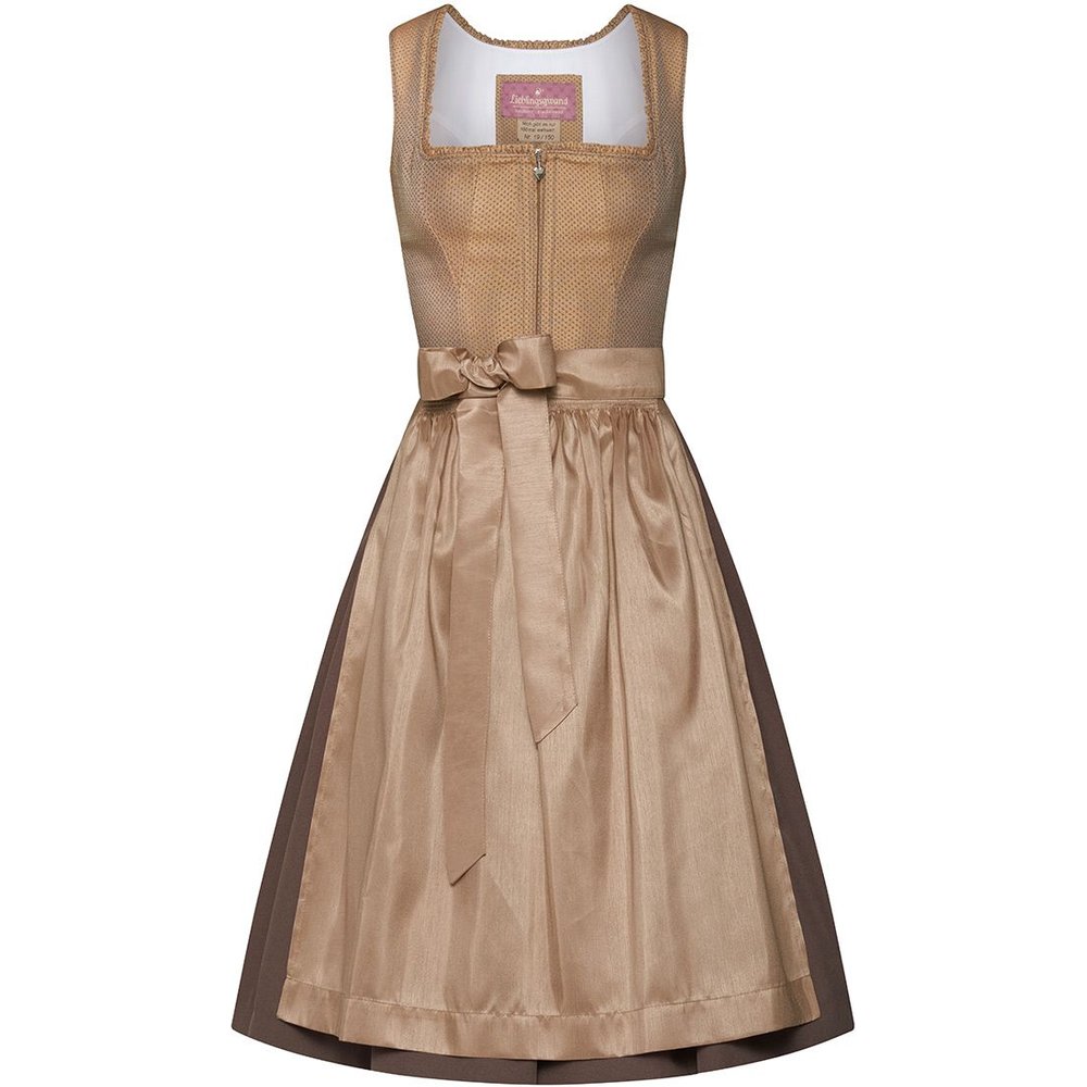Beiges Midi Dirndl Armila von MOSER mit brauner Schürze für Volksfeste