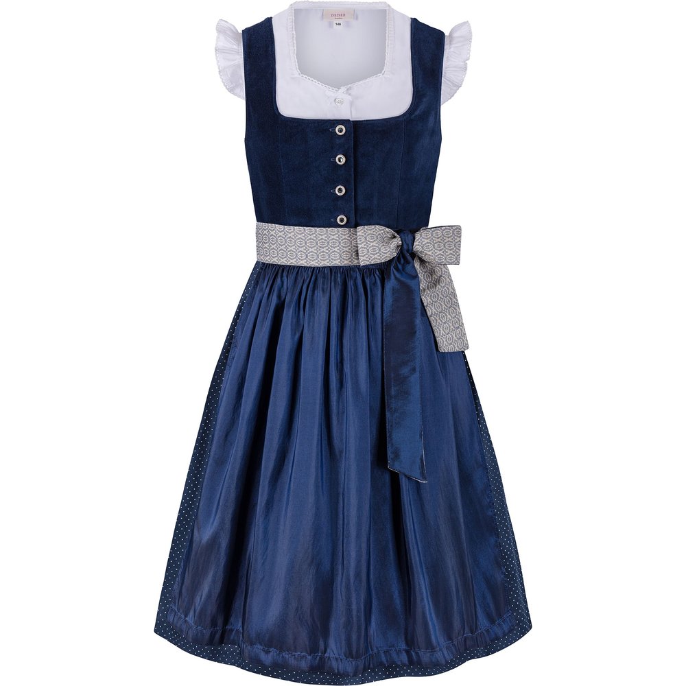 Mädchen Kinder Dirndl blau Samt Caroline MOSER Trachten für festliche Anlässe