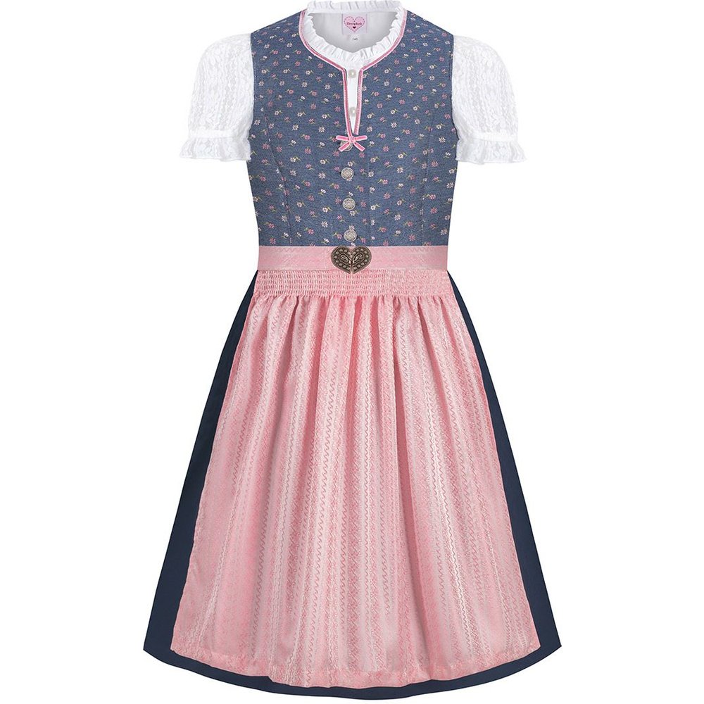 Mädchen Kinder Dirndl blau altrosa MOSER Trachten mit Blumenspitze für Volksfest