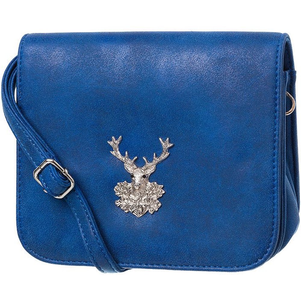 Blaue Trachtentasche Hirschlein von MOSER mit Strass-Hirschkopf für Damen beim Volksfest
