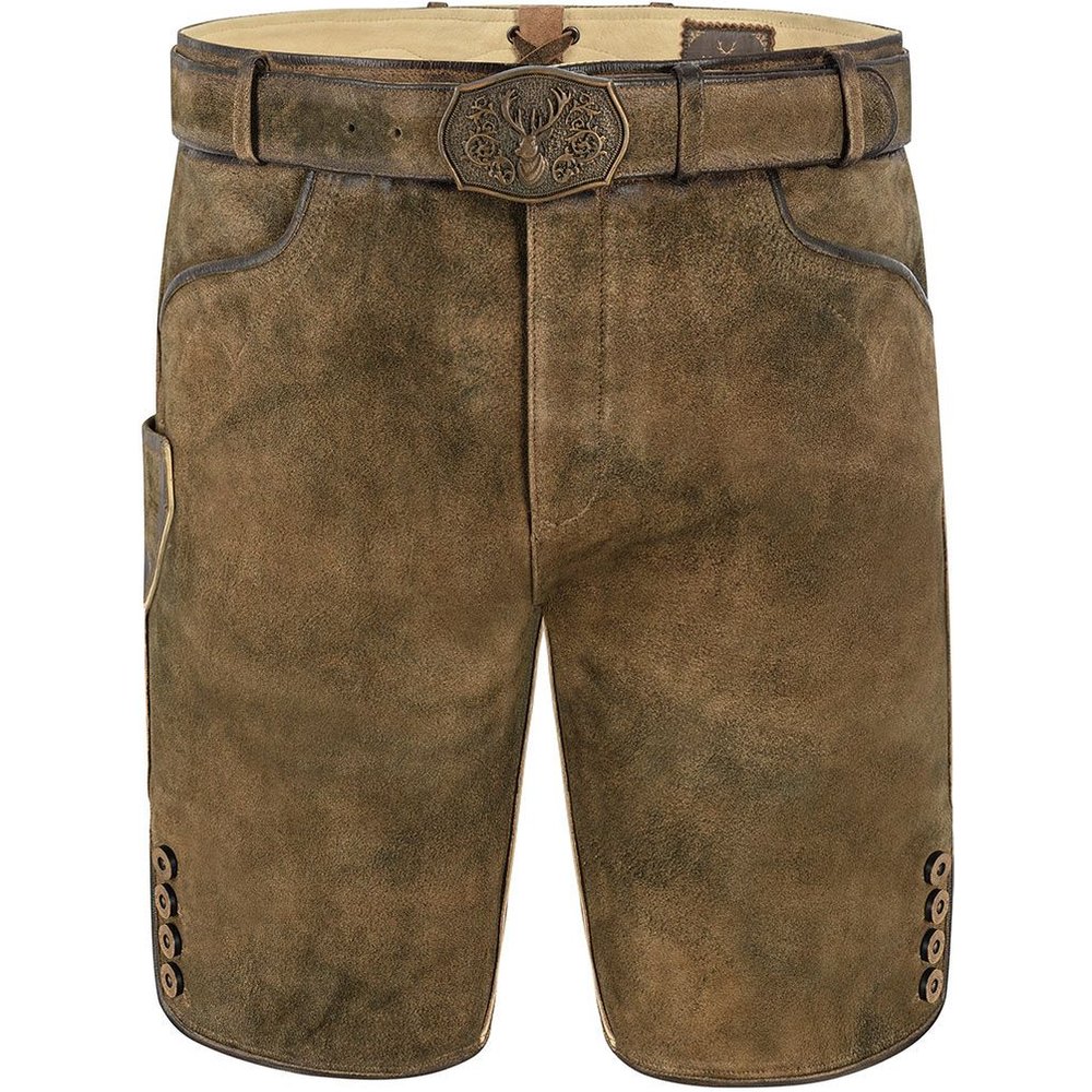 Braune Lederhose ANDY aus Ziegenleder von MOSER Trachten für Damen und Herren auf dem Volksfest