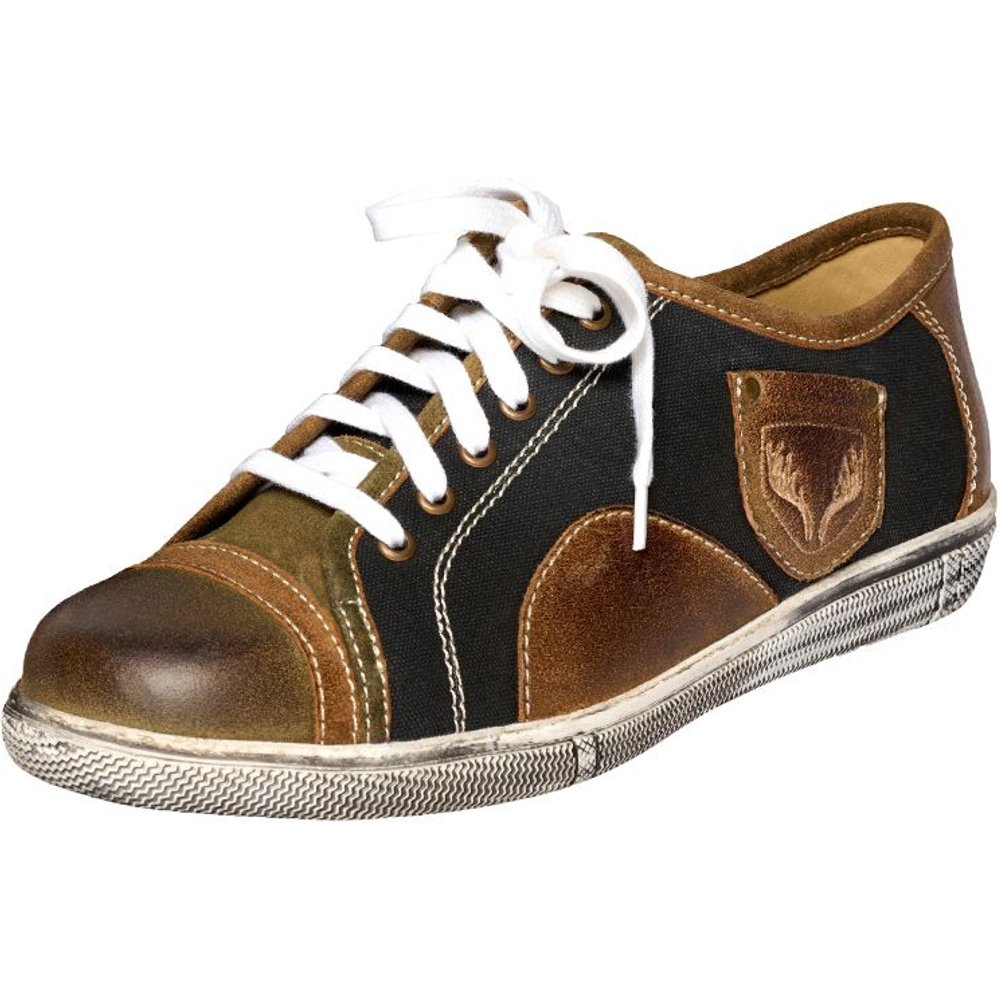 Brauner Trachtensneaker Mondsee von MOSER mit Leder und Hirschgeweih Stickerei für Herren