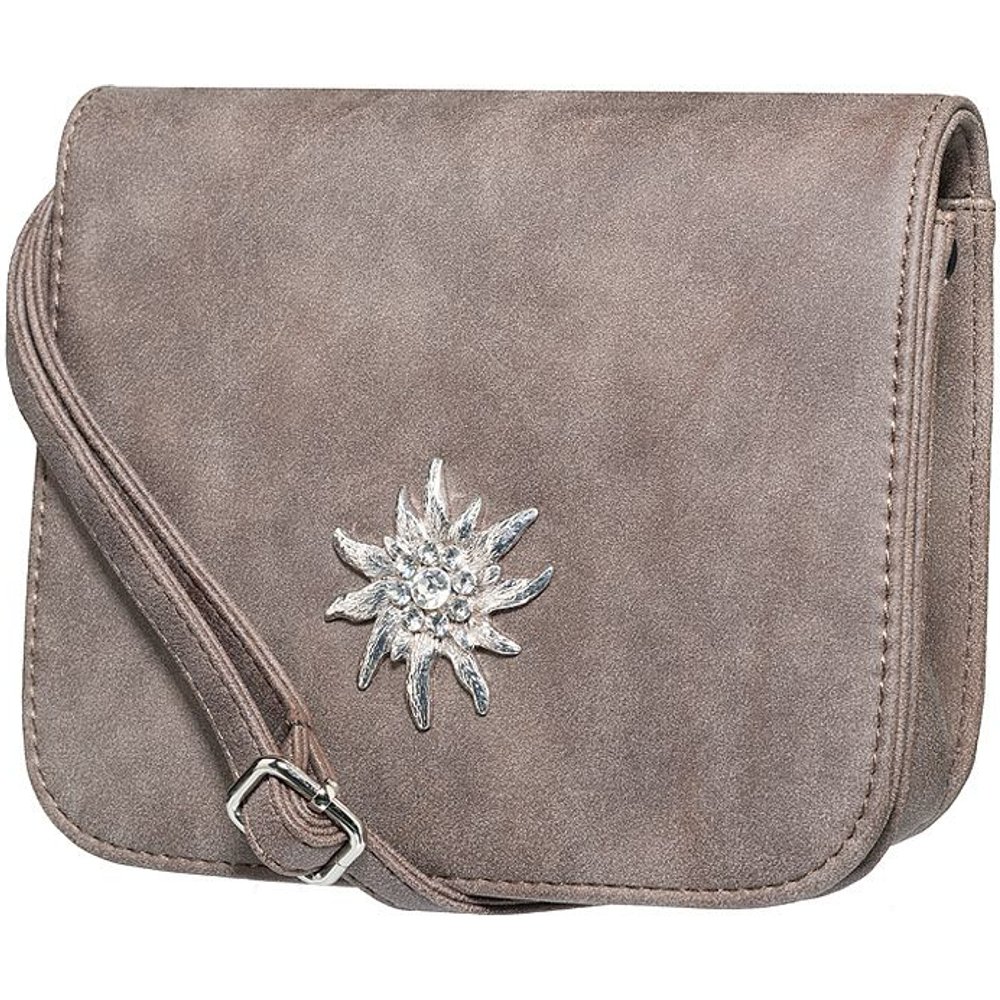 Braune Dirndltasche Erna von MOSER Trachten mit Edelweiß-Dekor für Volksfeste