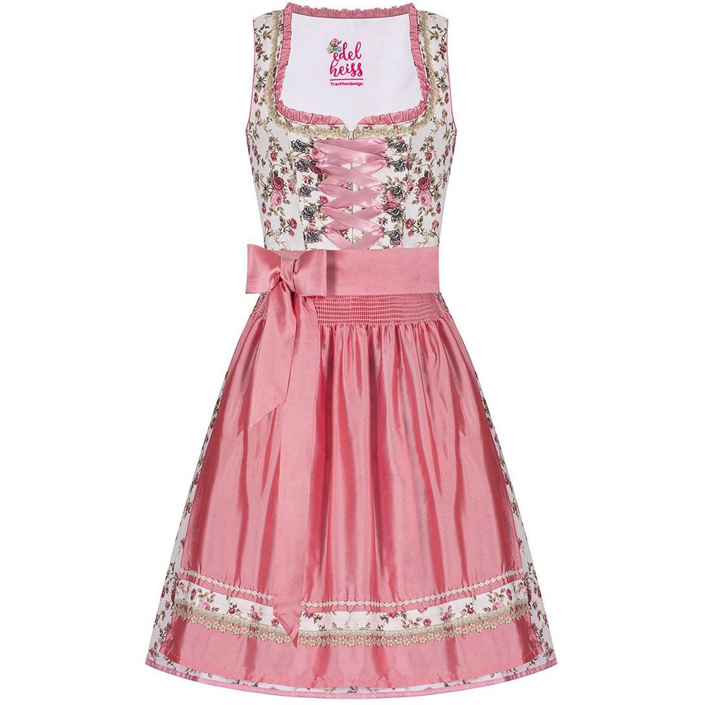 Mini Dirndl Linda in Creme und Rosa mit Blumenmuster von MOSER für traditionelle Feste