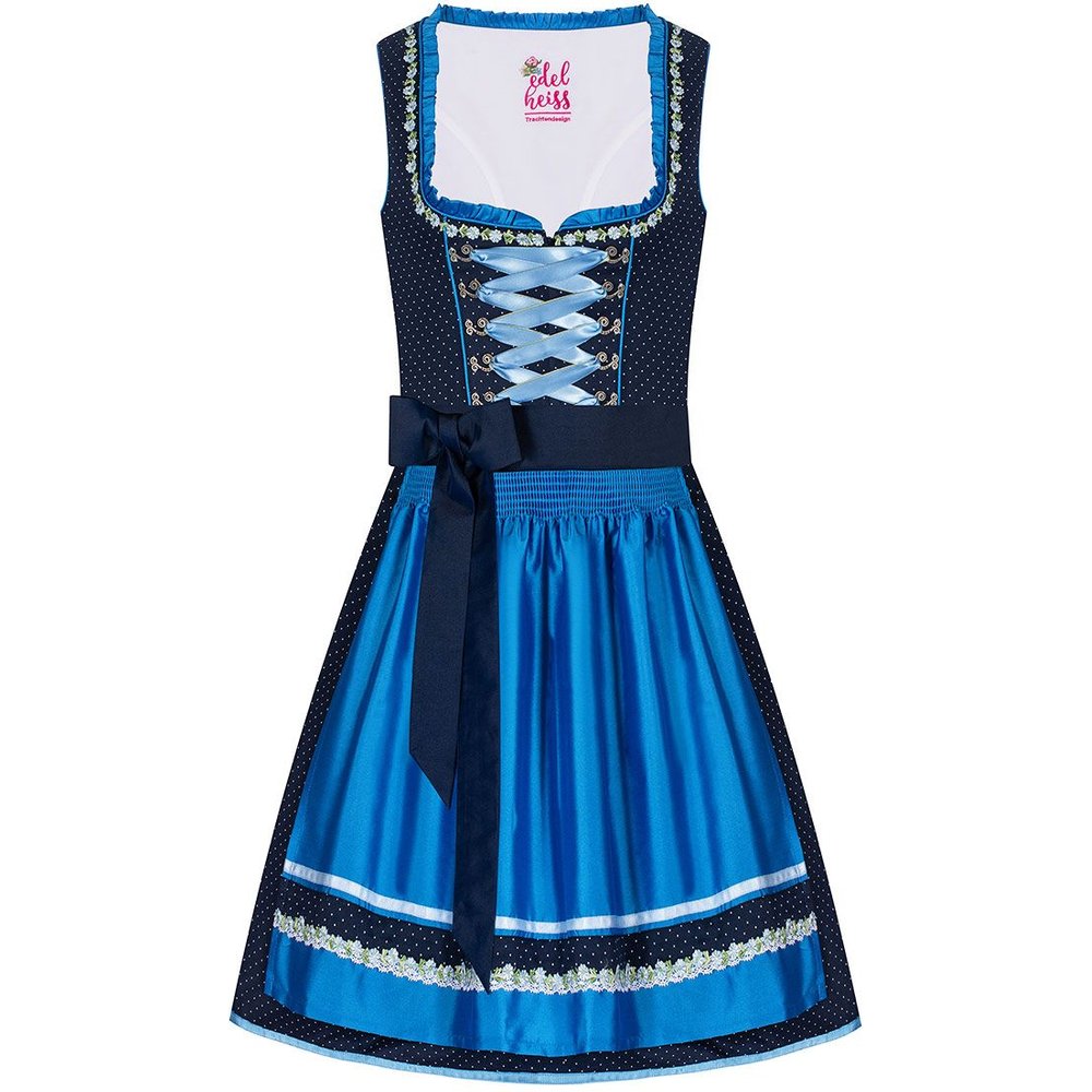 Mini Dirndl Luise in Dunkelblau mit Taftschürze von MOSER für ein Volksfest