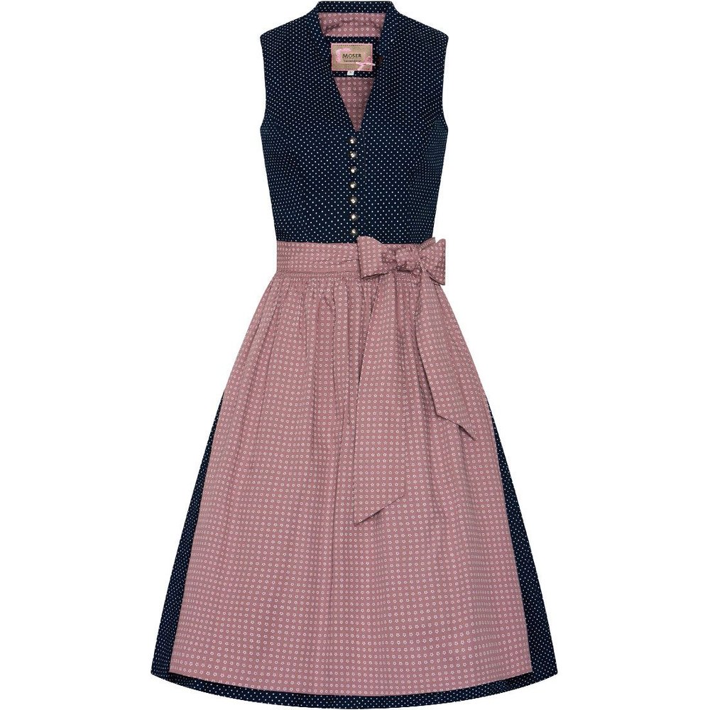 Dunkelblaues Midi Dirndl Valentina mit Rosenholz Schürze von MOSER für Volksfeste