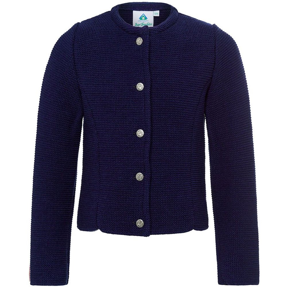 Dunkelblaue Trachten Strickjacke Marina von MOSER mit altsilbernen Knöpfen für das Festzelt