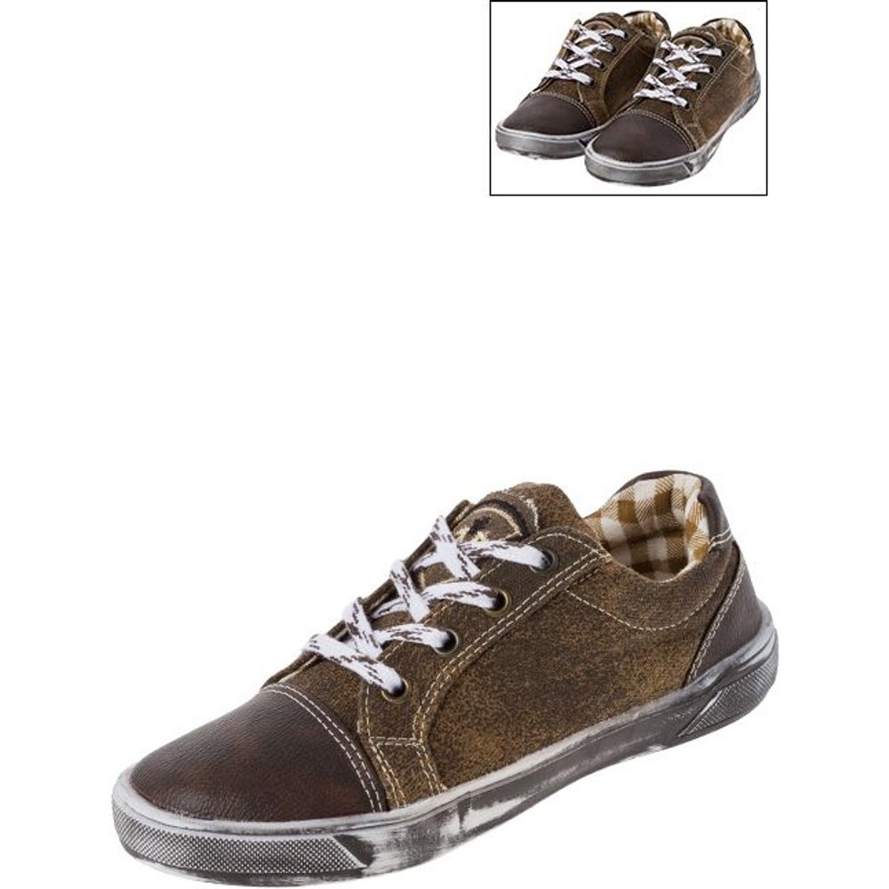 Braune Trachtensneaker Nepomuk aus Leder und Leinen von MOSER für Kinder auf dem Volksfest
