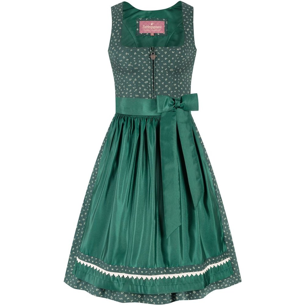 Dunkelgrünes Midi Dirndl Lotte von MOSER mit Taftschürze für traditionelle Volksfeste