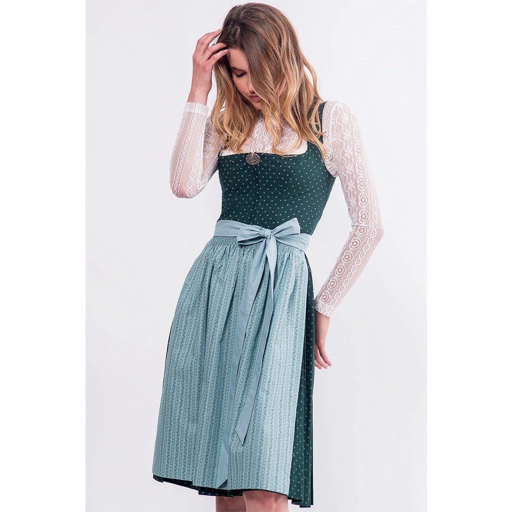 Dunkelgrünes Baumwoll Midi Dirndl Frieda von MOSER für Volksfeste und Hochzeiten