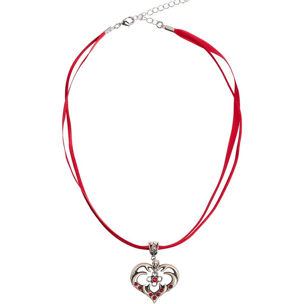 Dunkelrotes Collier mit Herzgeweih und Swarovskisteinen von MOSER Trachten für Damen