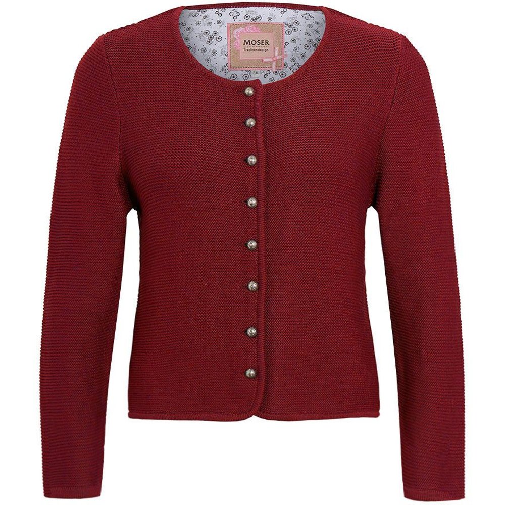 Dunkelrote Strickjacke Franziska von MOSER mit Silberknöpfen für Volksfest und Trachtenfest