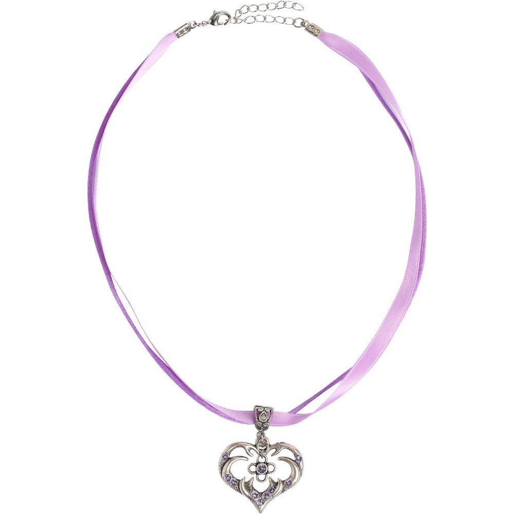 Fliederfarbenes Collier mit Herzgeweih und Swarovskisteinen von MOSER Trachten für Damen
