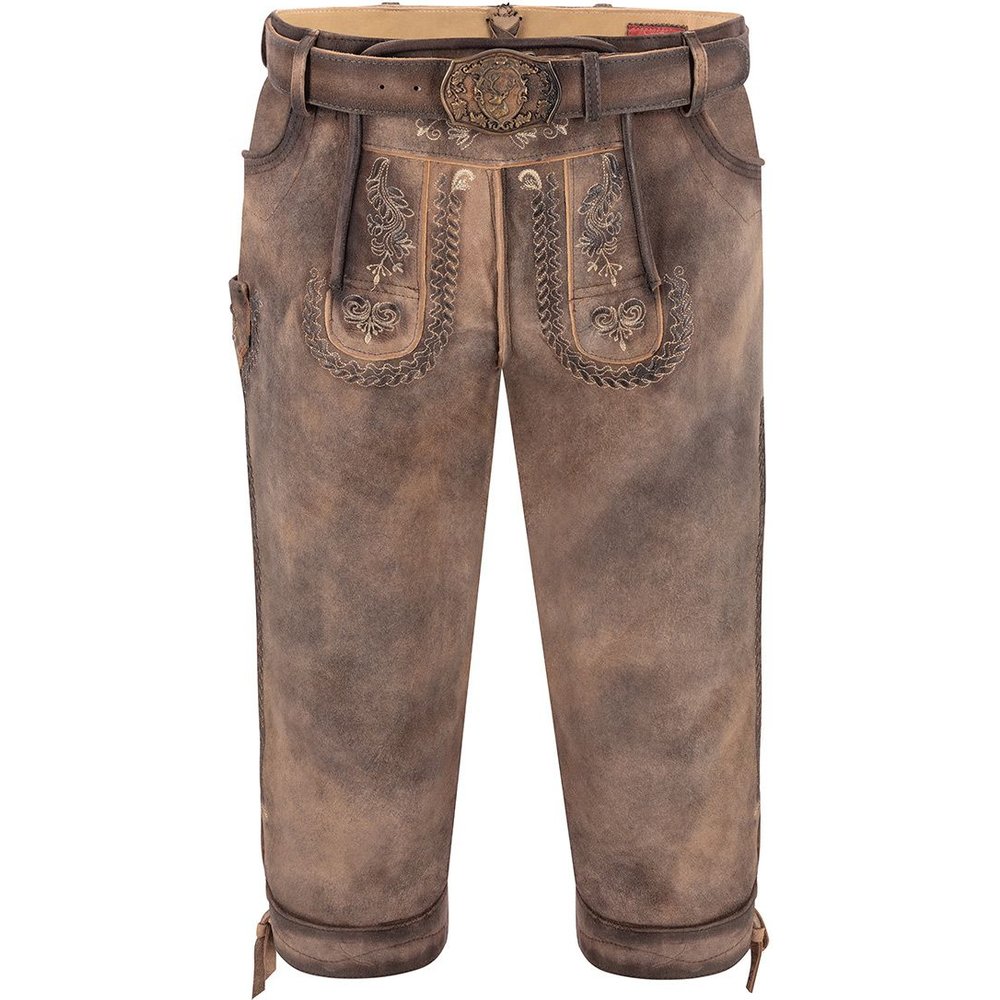 Graubraune Kniebund-Lederhose GEORG aus Wildbockleder von MOSER für Damen und Herren