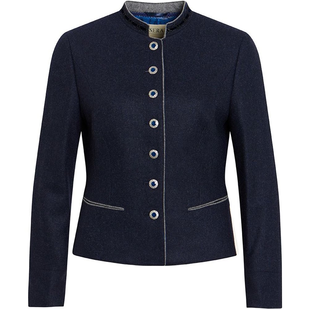 Dunkelblaue Lodenjacke Claire von Moser mit Samtborte für das Trachtenfest