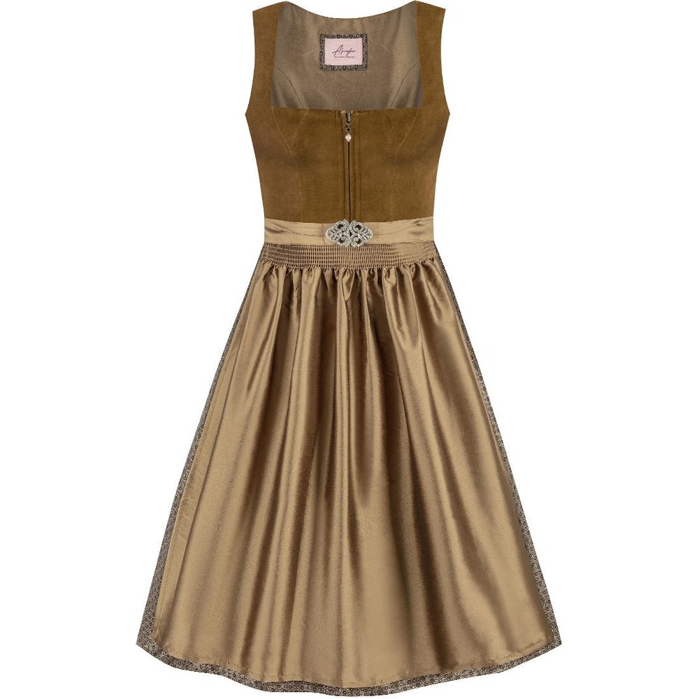 Midi Dirndl Pascal in Olivbraun aus Samt von MOSER für elegante Volksfest Anlässe
