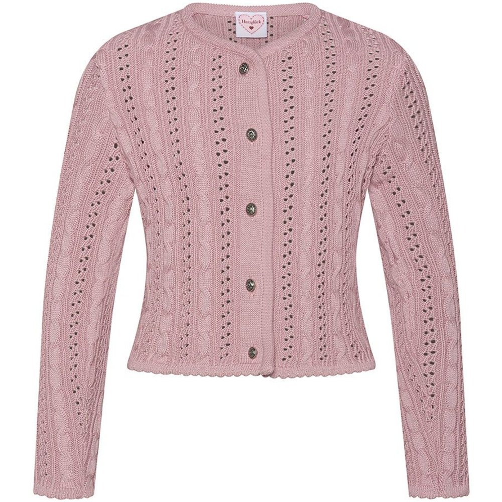 Mädchen Trachten Strickjacke Lilly in Altrosa mit Zopfmuster von MOSER für Volksfeste