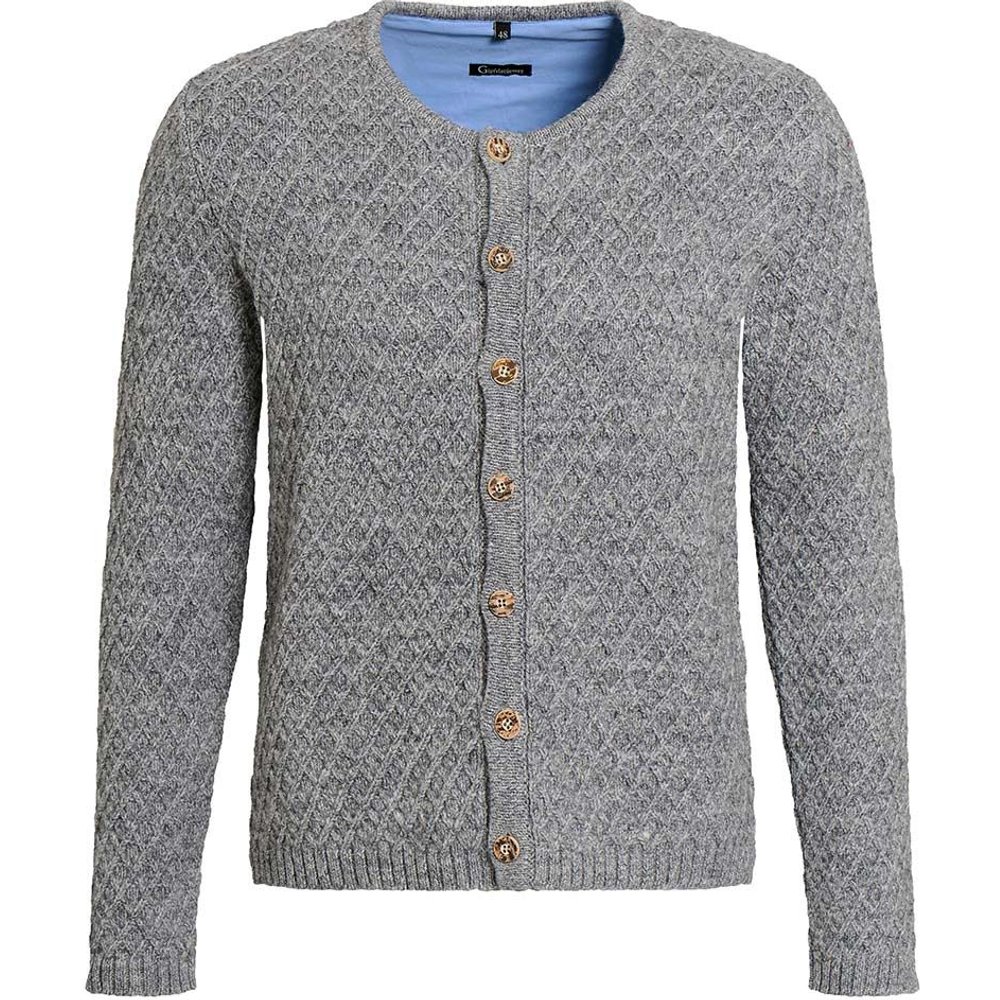 Graue Trachten Strickjacke Xaver aus Wolle von MOSER für Volksfeste