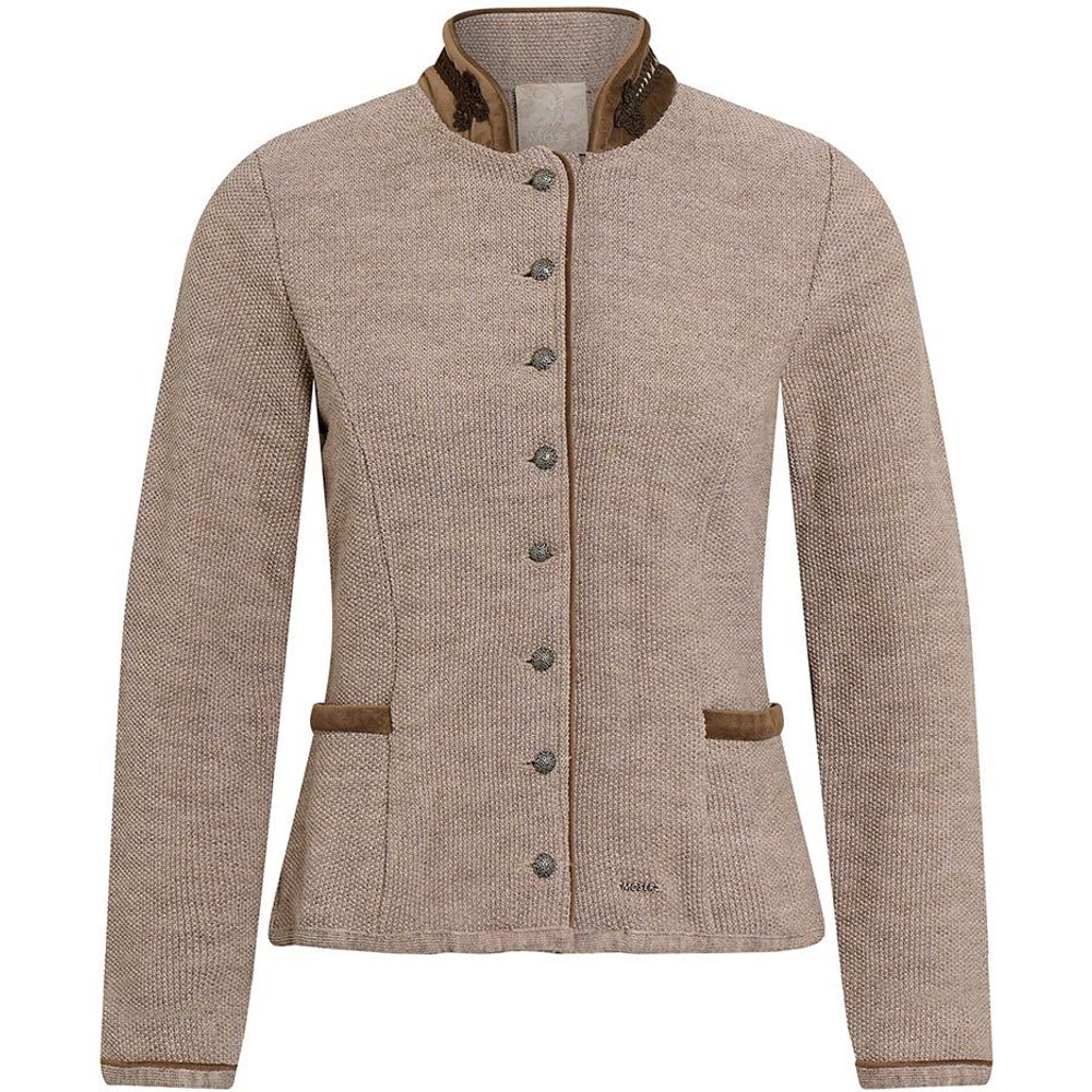 Taupefarbene Trachten Strickjacke Marianna aus Wolle von MOSER für Festanlässe