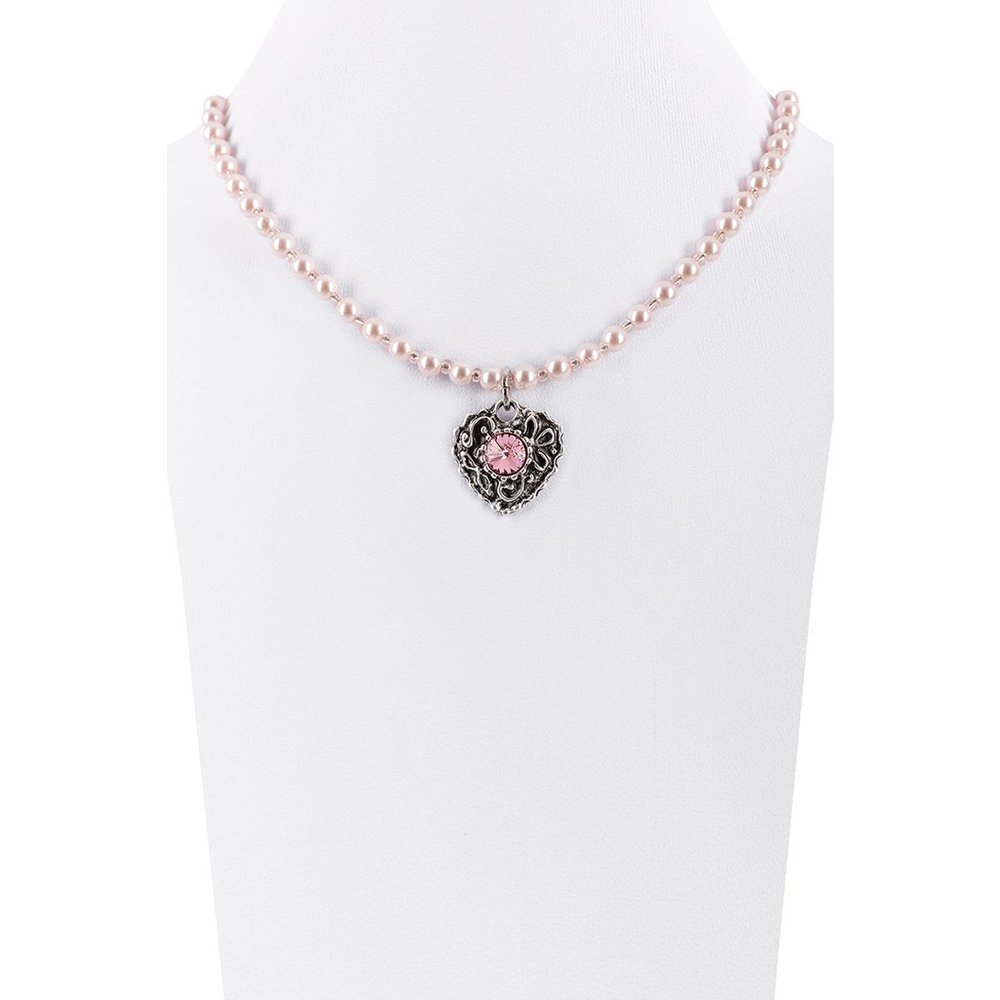 Weißes Perlencollier mit Strass-Herz von MOSER für Kinder zum traditionellen Dirndl