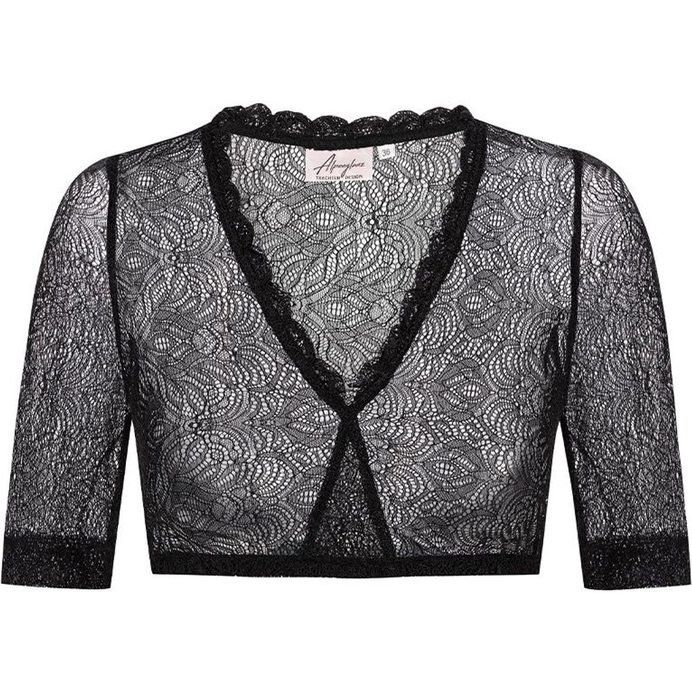 Schwarze Dirndlbluse LENI aus floraler Spitze von MOSER Trachten für festliche Anlässe