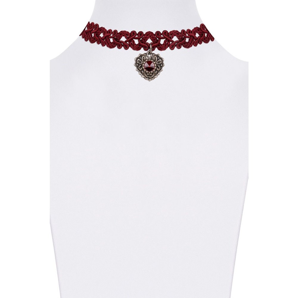 Geflochtenes Kropfband mit Herzanhänger und Strass von Moser Trachten für Damen