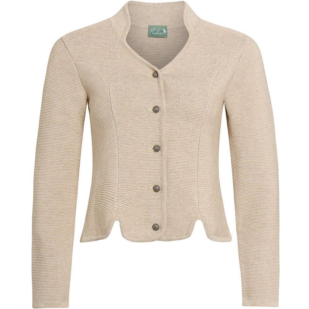 Naturfarbene Strickjacke Anja von MOSER Trachten mit Kugelknöpfen für das Volksfest