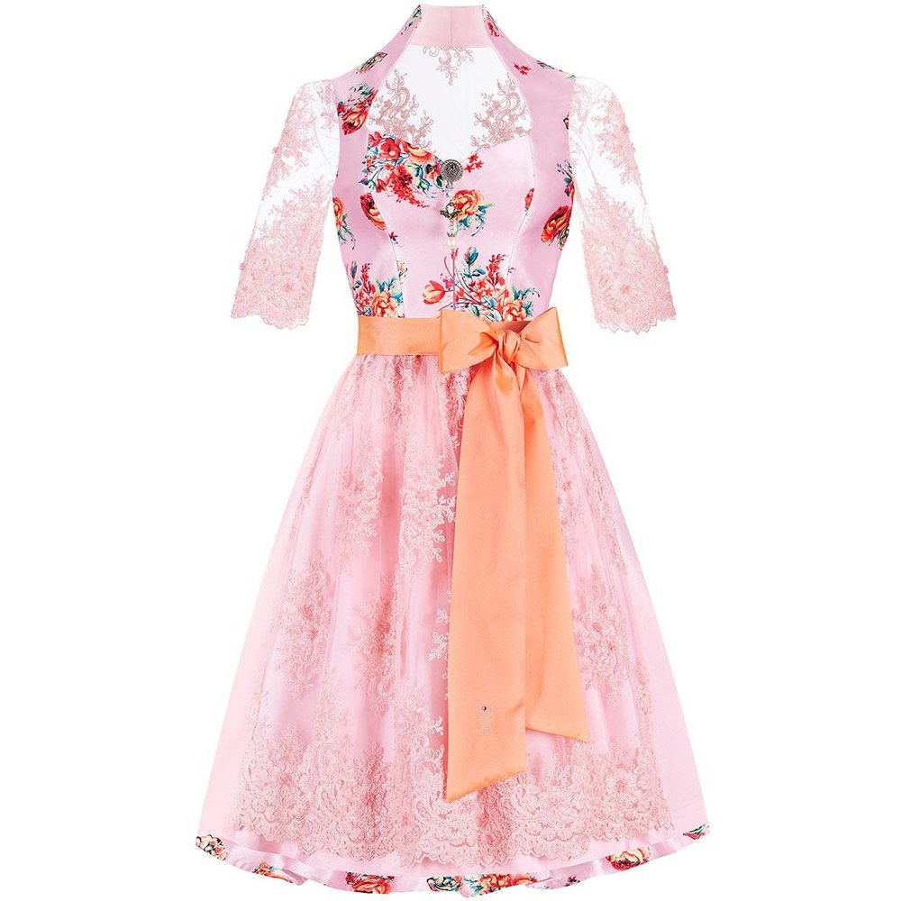 Rosa Midi Dirndl Elfenparadies von MOSER mit Tüllspitze für Volksfeste
