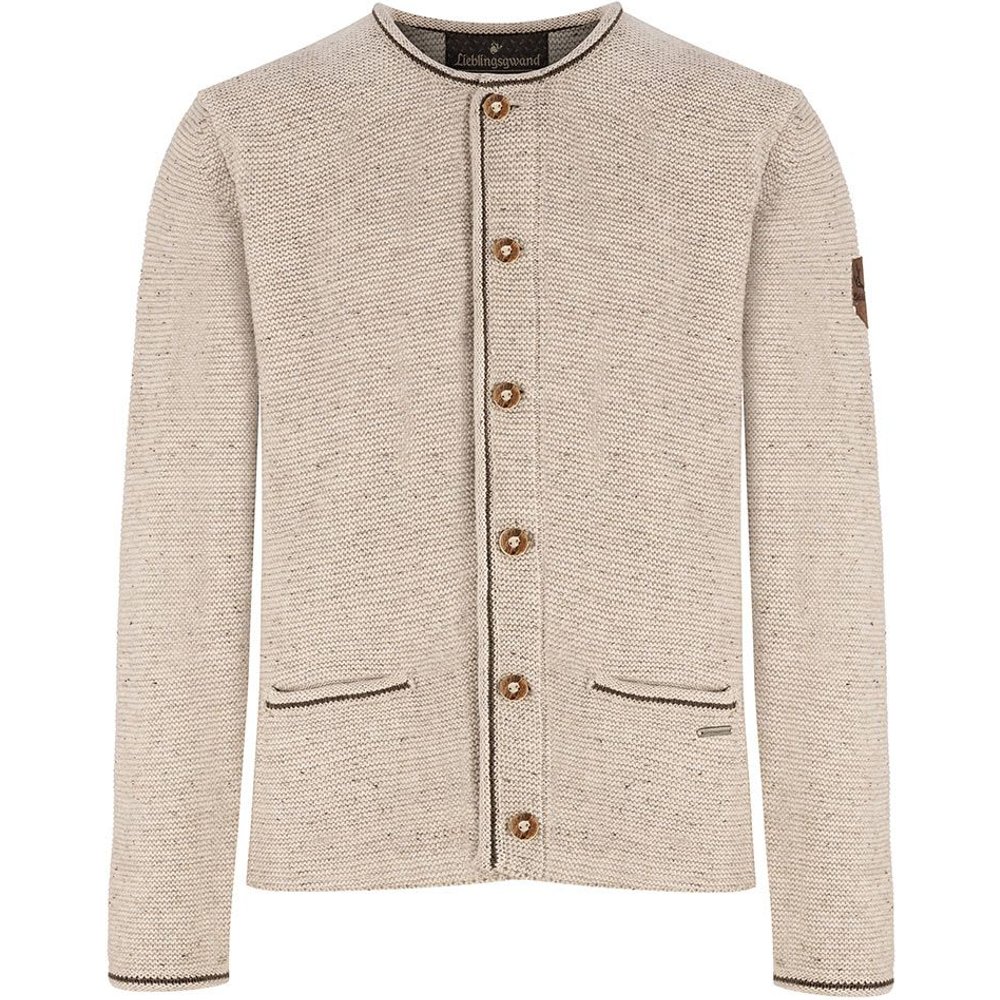 Naturfarbene Strickjacke Ferdi aus Wolle von MOSER für Damen und Herren am Volksfest