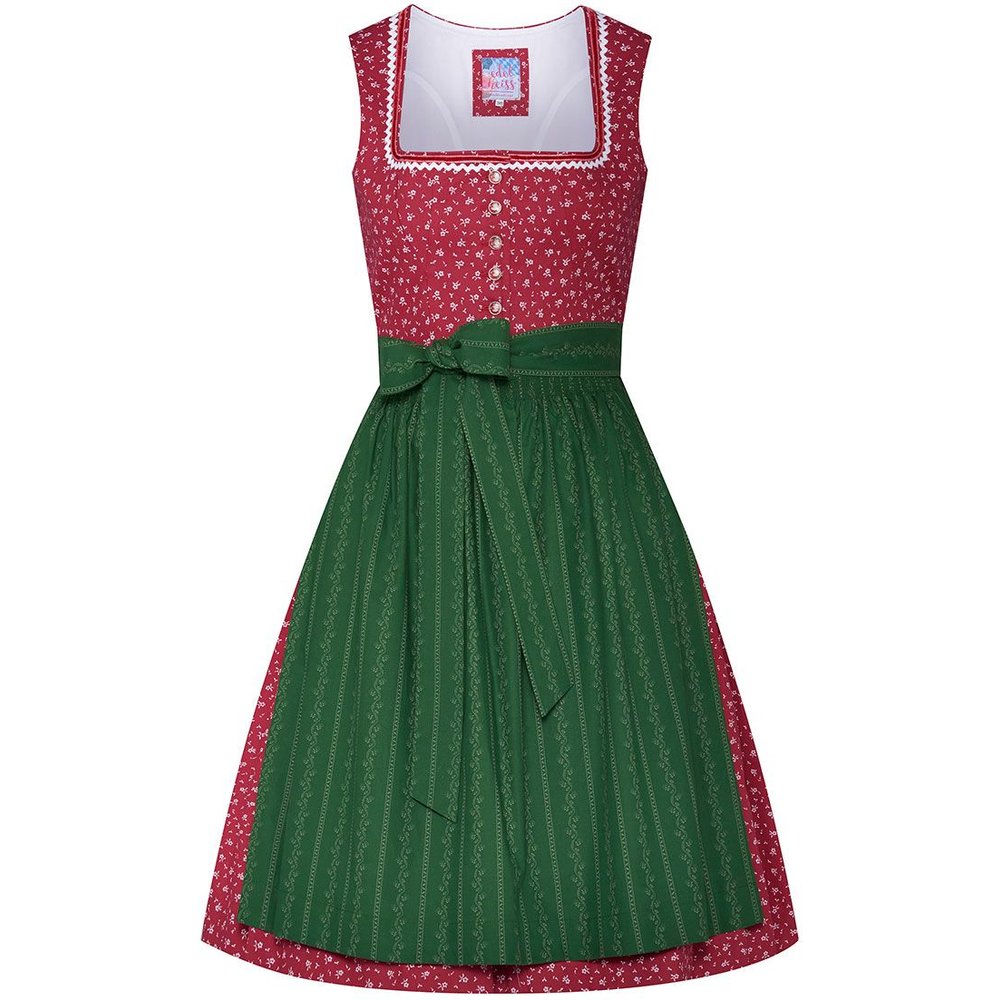 Mini Dirndl Laureen Rot Grün von MOSER mit Blümchenmuster für Damen auf einem Volksfest