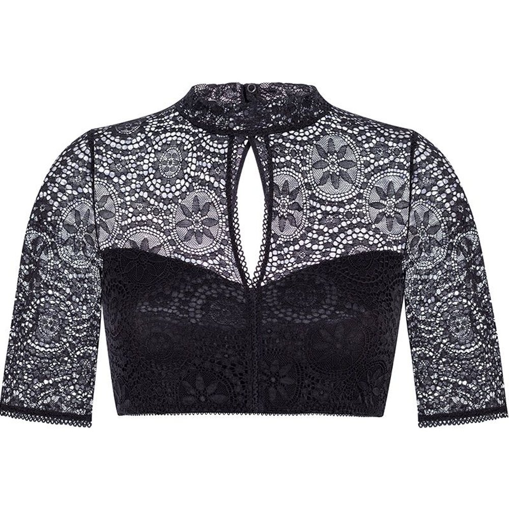 Schwarze Dirndlbluse ALINA aus Mosaik-Spitze von MOSER Trachten für festliche Anlässe