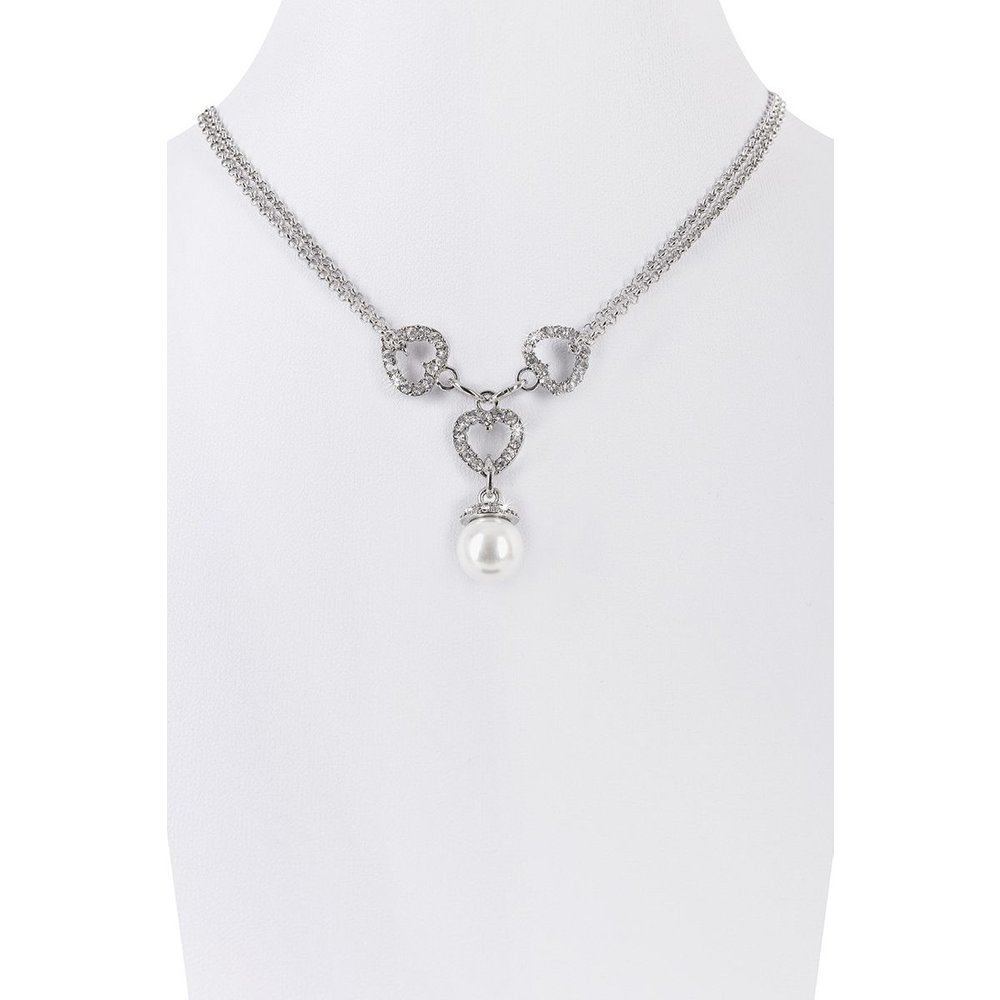 Silbernes Collier mit Strass-Herzen und Perle von Moser für Damen zum Volksfest