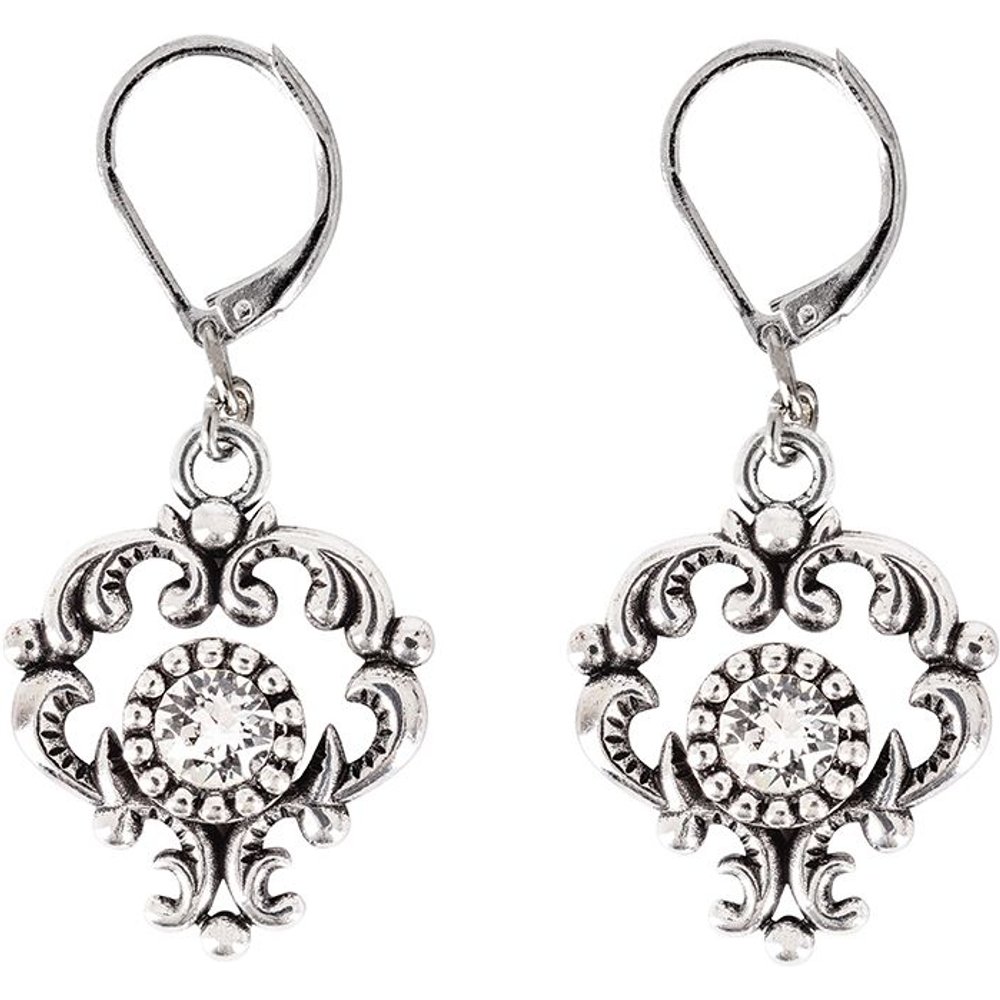 Silberne Ohrhänger mit Ornament von MOSER Trachten für Damen auf einem Volksfest