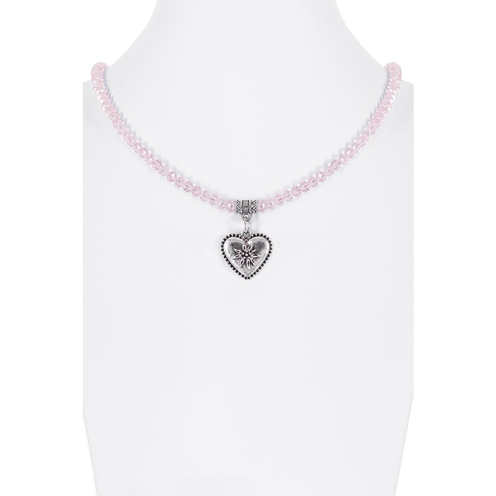 Verschiedenfarbiges Glasperlen-Collier mit Herzanhänger von MOSER für Damen auf dem Volksfest