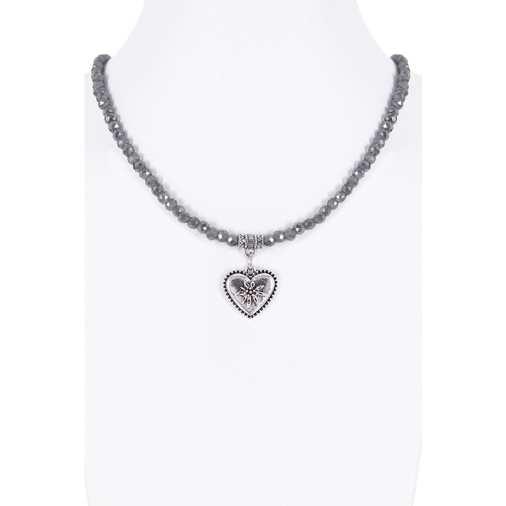 Verschiedenfarbiges Glasperlen-Collier mit Herzanhänger von MOSER für Damen auf dem Volksfest