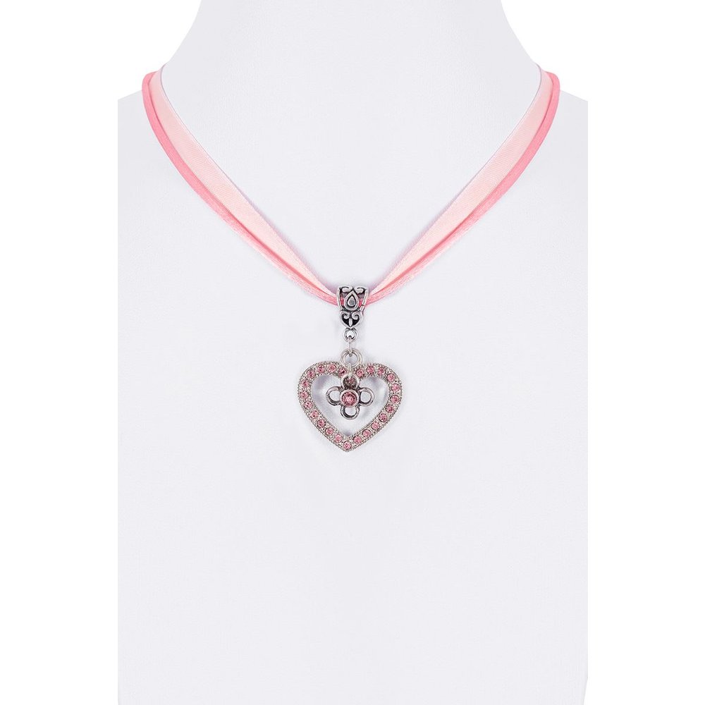 Verschiedenfarbiges Collier mit Herzanhänger und Satinband von MOSER Trachten für Damen
