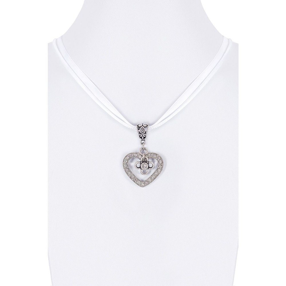 Verschiedenfarbiges Collier mit Herzanhänger und Satinband von MOSER Trachten für Damen