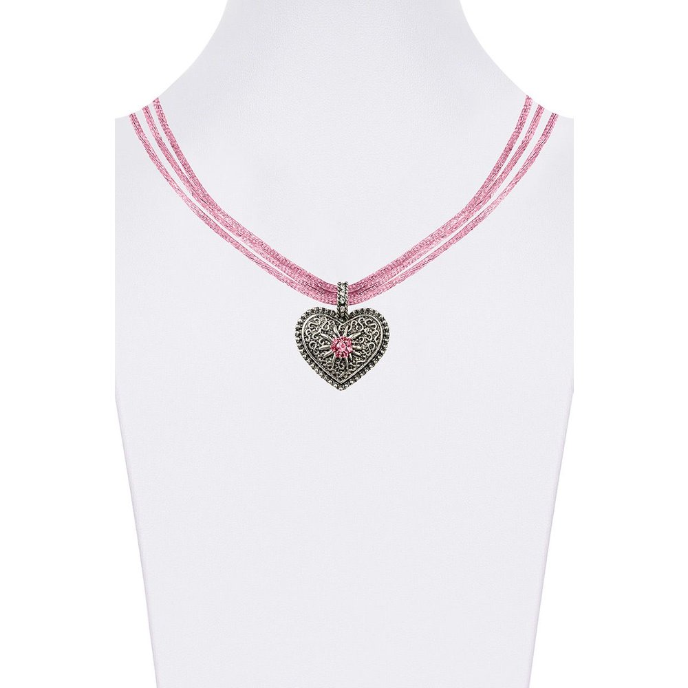Buntes MOSER Trachtencollier mit Herzanhänger und Strass für Damen im Festzelt