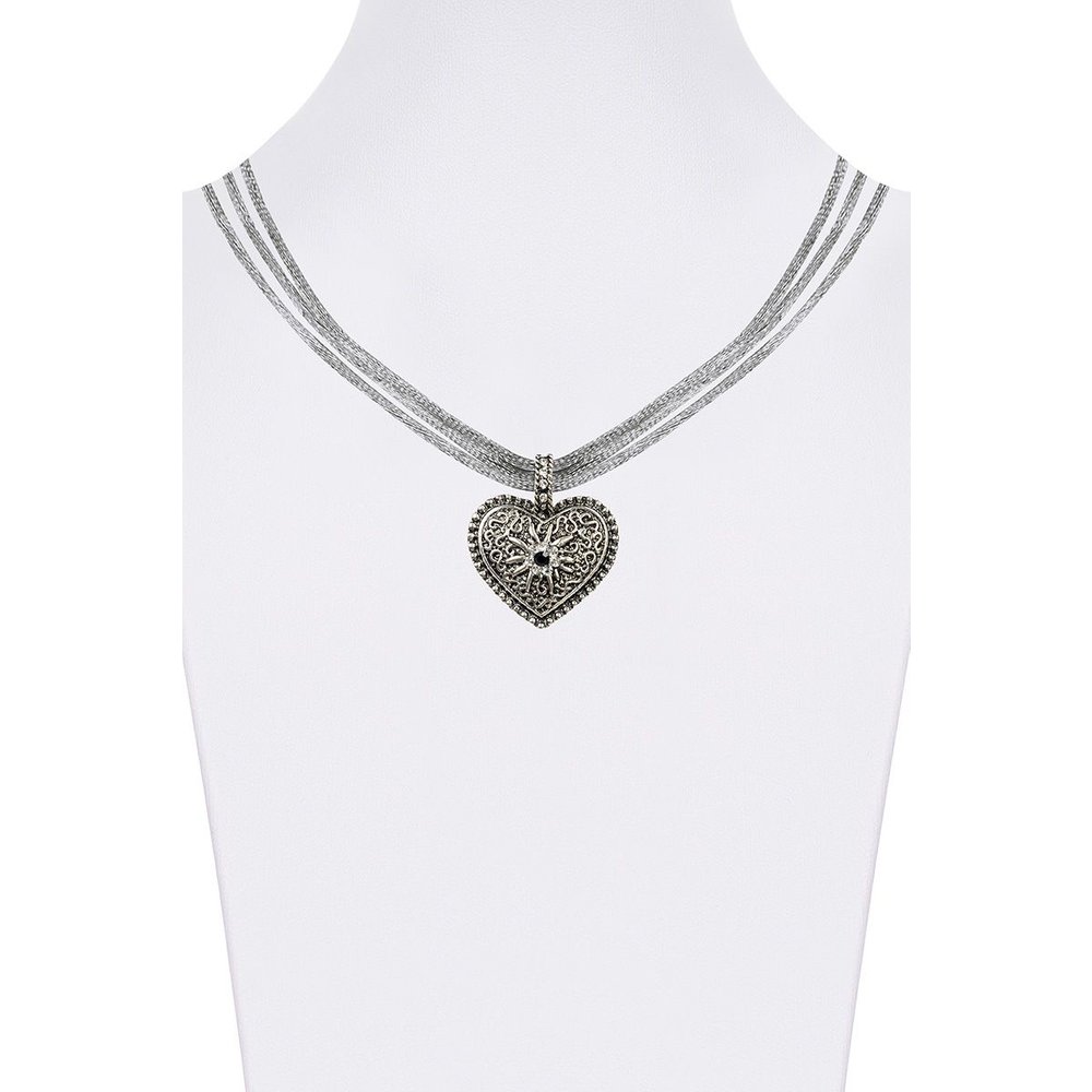Buntes MOSER Trachtencollier mit Herzanhänger und Strass für Damen im Festzelt