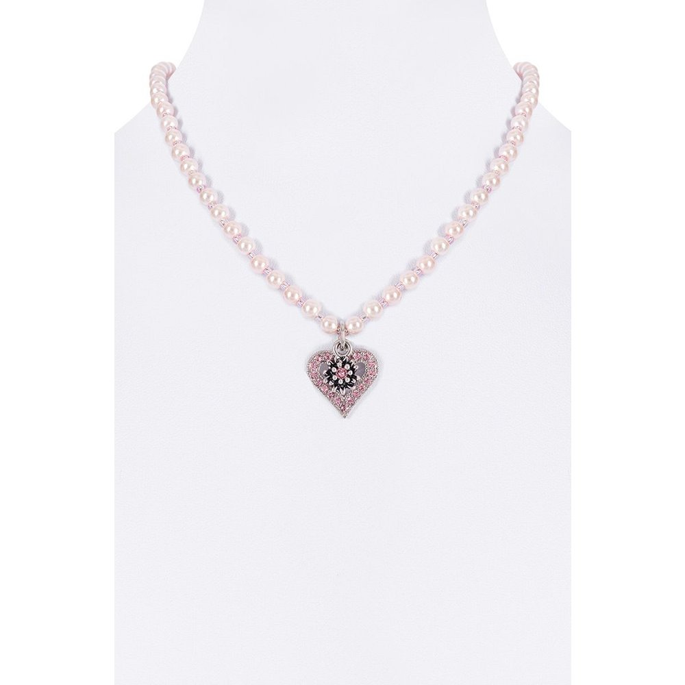 Buntes Perlencollier mit Herzanhänger und Edelweiß von MOSER für traditionelle Feste
