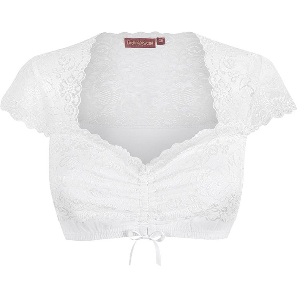 Weiße Dirndlbluse Camille aus Stretch Spitze von MOSER Trachten für festliche Anlässe