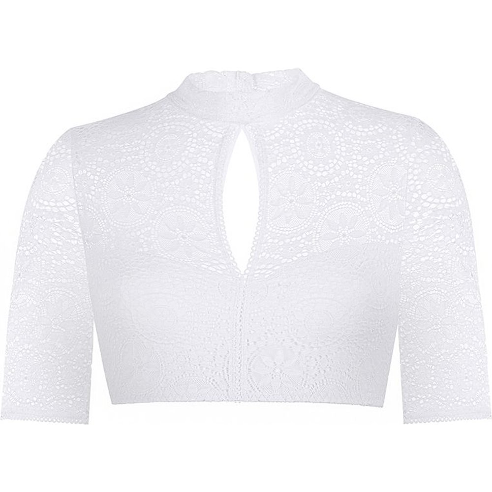 Weiße Dirndlbluse ALINA aus floraler Spitze von MOSER Trachten für festliche Anlässe