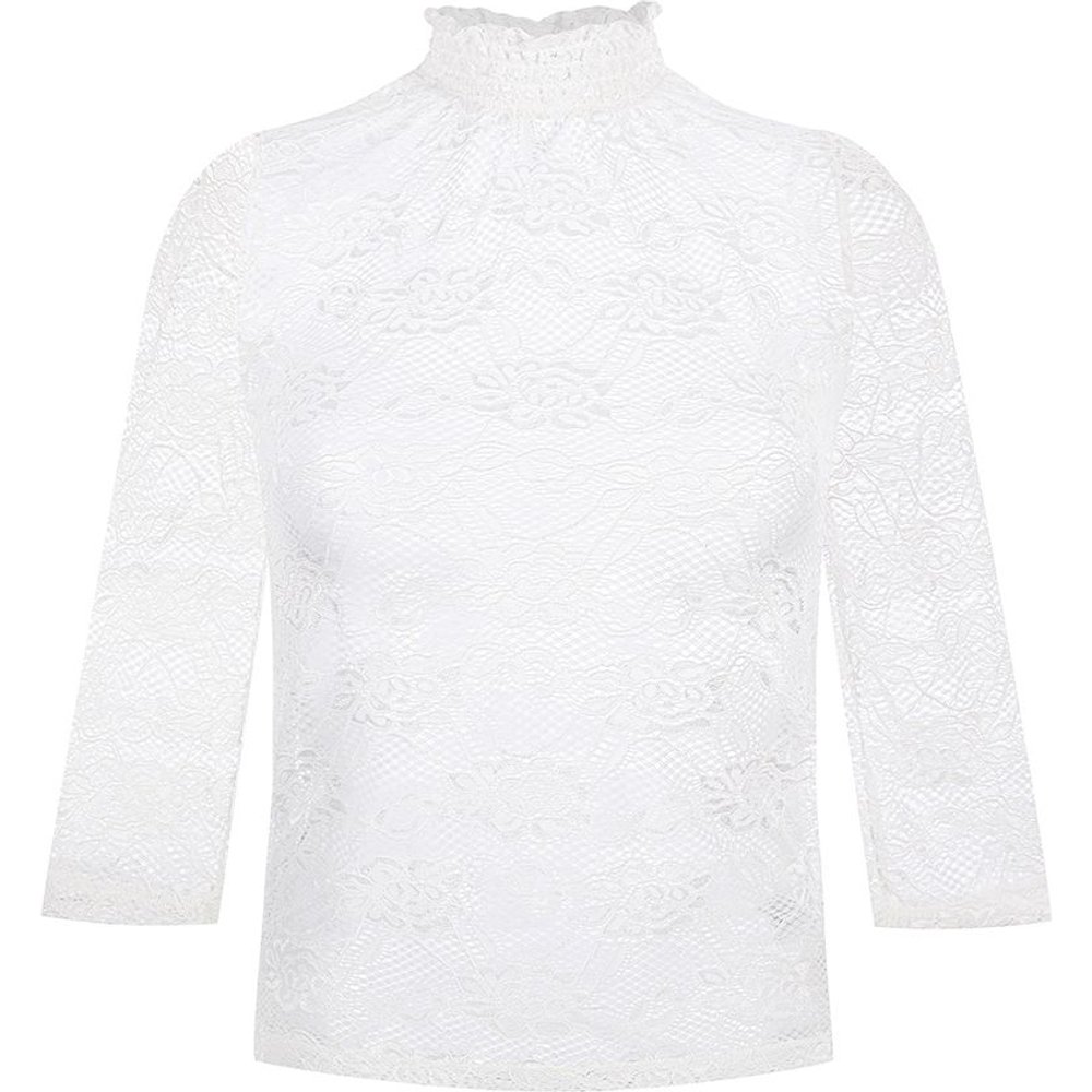 Weißes Trachtenshirt ELISA aus floraler Stretch-Spitze von MOSER Trachten für Volksfeste